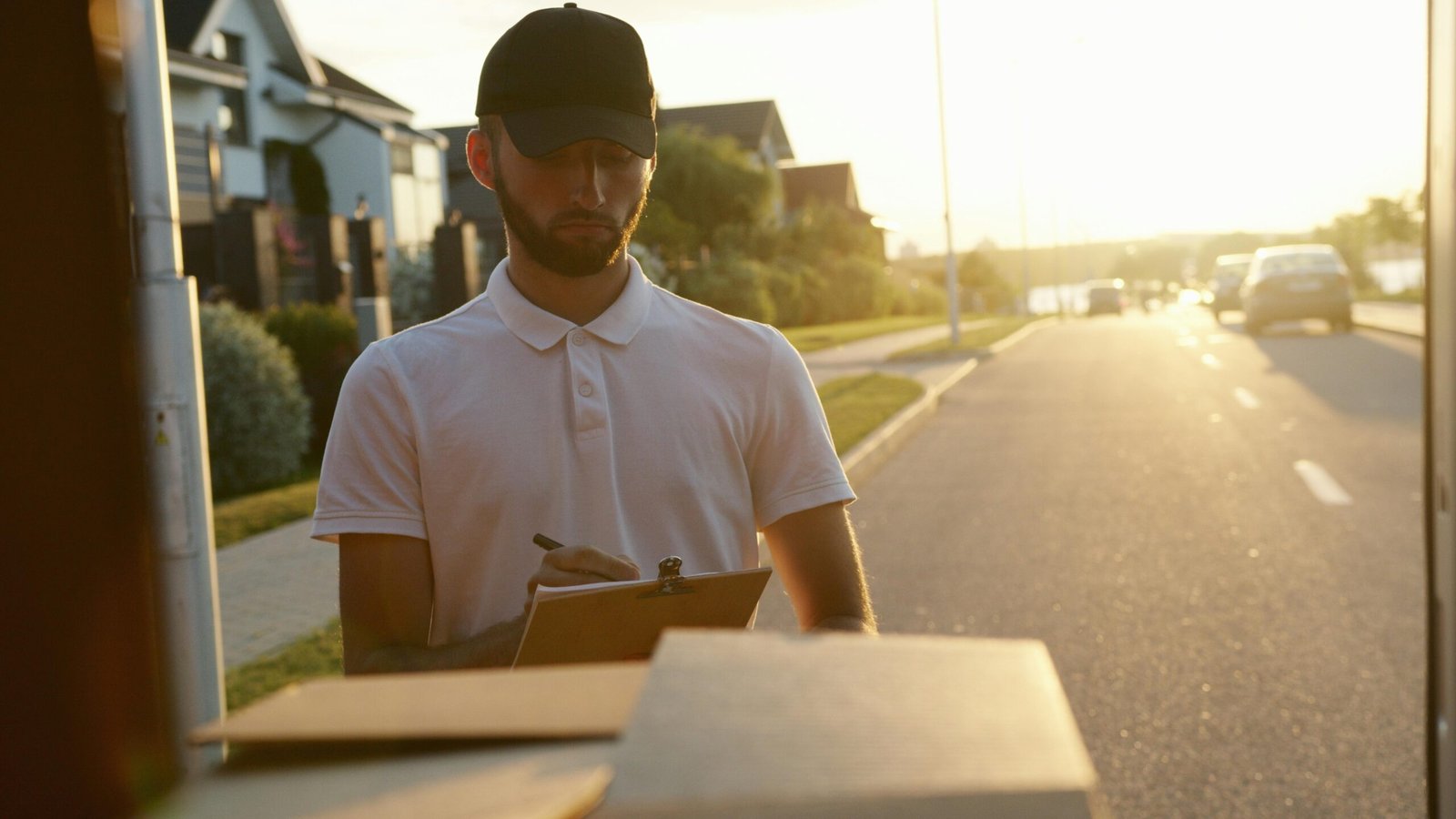 GetSwift Movers team member in abu dhabi holding a clipboard during a home relocation inspection.